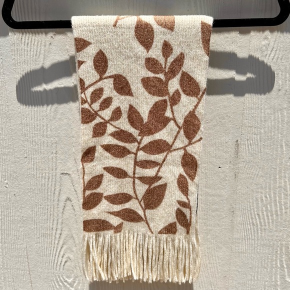 Cejon Accessories - Cejon Scarf Leaves & Branches Metallic Fringe Brown